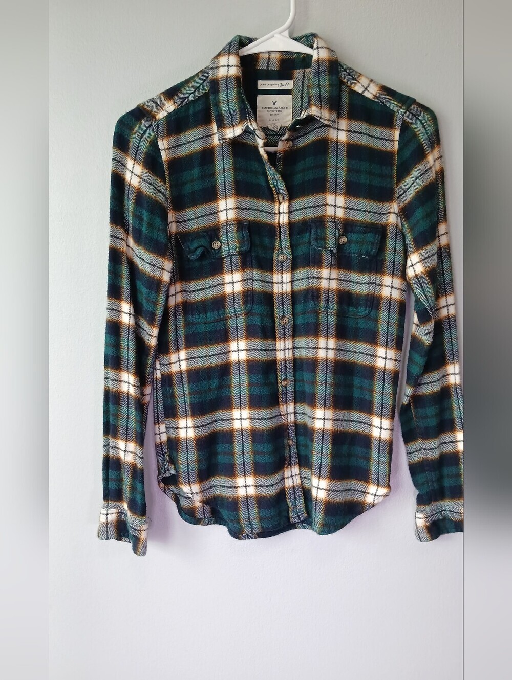 American Eagle Super Soft Flannel Shirt XS Granola Girl Hiking Fall